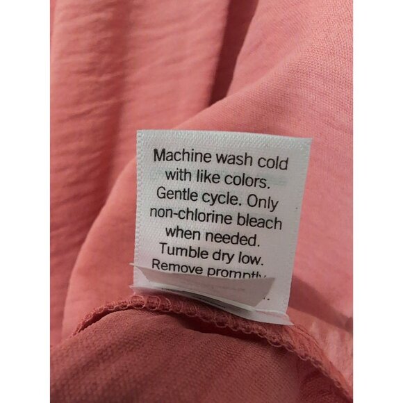 Nine West Top Blouse Womens XXL‎ Coral Peplum Long Sleeve Square Neck Twill - Picture 9 of 11